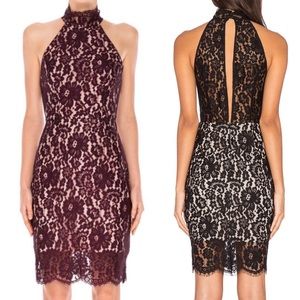 Keepsake The Label One Night Lace Dress: Fig (Wine/Burgundy)